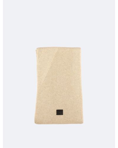 Calvin Klein Solid Ribbed Scarf - Natural