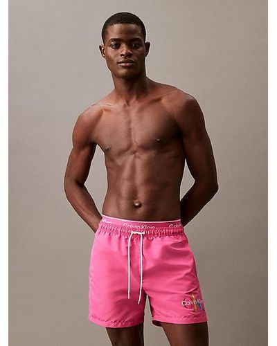Calvin Klein Bañador corto con cinturilla doble - Pride - Rosa