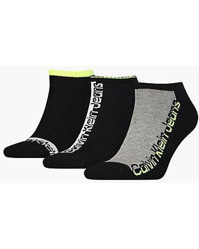 Calvin Klein 3 Pack Logo Ankle Socks - - Black - Men - One Size - Zwart