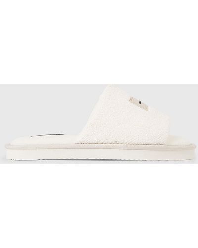 Calvin Klein Faux Shearling Slippers - Natural