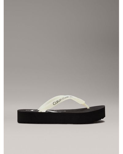 Calvin Klein Platform Flip Flops - Grey