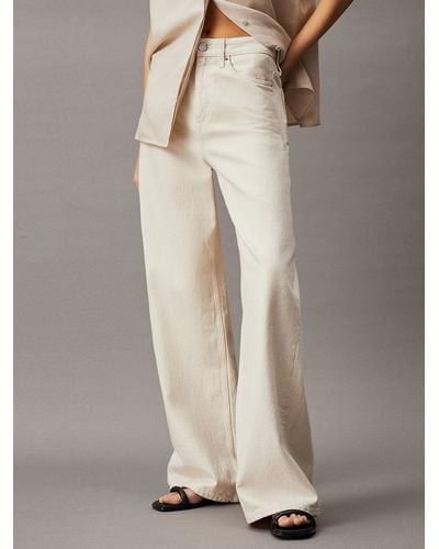 Calvin Klein High Rise Wide Leg Jeans - Natural