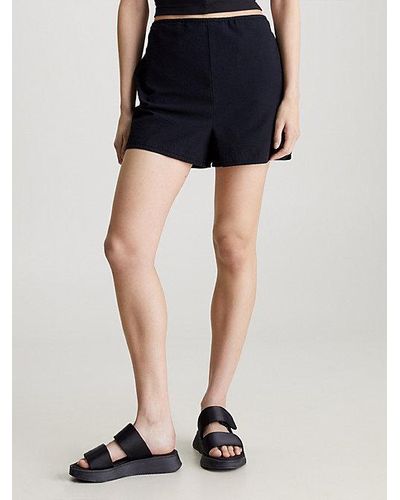 Calvin Klein Shorts aus Seersucker aus Baumwolle - Schwarz