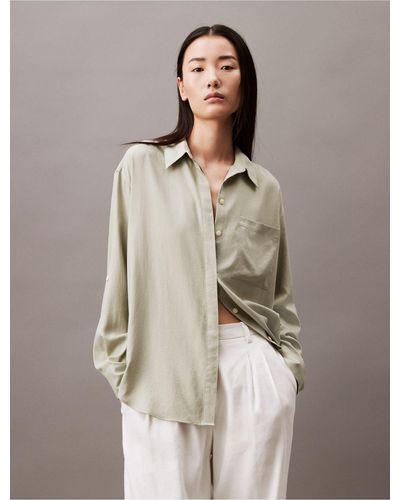 Calvin Klein Relaxed Solid Button-down Shirt - Natural