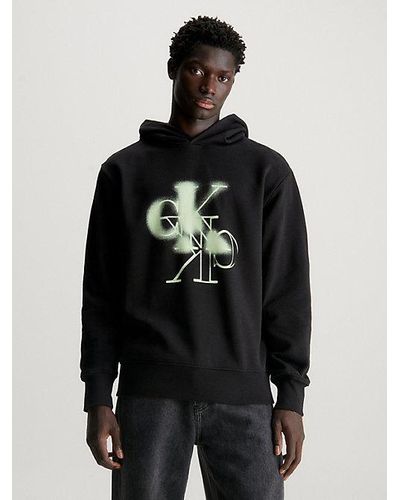 Calvin Klein Hoodie Van Badstofkatoen Met Logo - Zwart