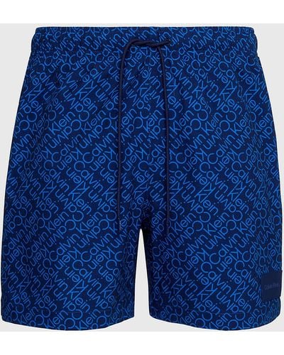 Calvin Klein Medium Drawstring Swim Shorts - Ck Prints - Blue