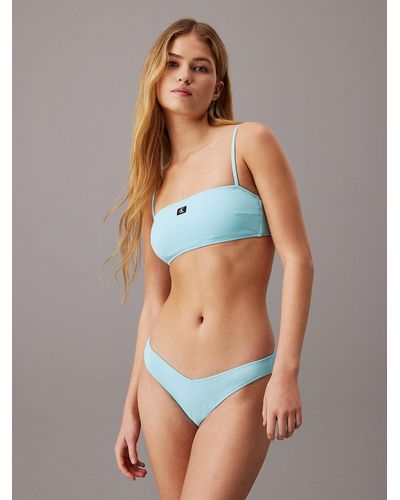 Calvin Klein Bralette Bikini Top - Ck Monogram Texture - Blue