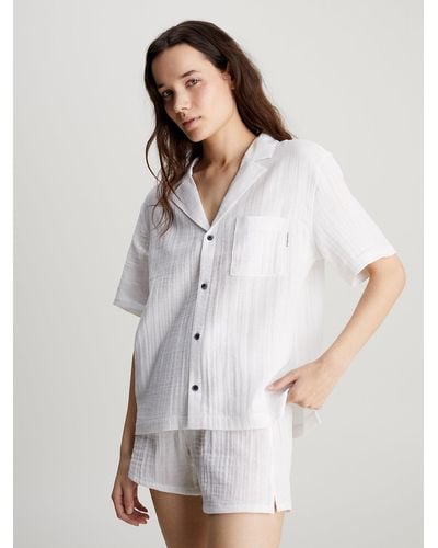 Calvin Klein Haut de pyjama - Pure Textured - Blanc