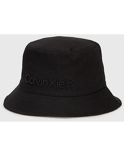 Calvin Klein Omkeerbare Bucket Hat Van Twill - Zwart