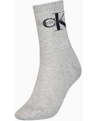 Calvin Klein Logo Crew Socks - - Grey - Women - One Size - Zwart