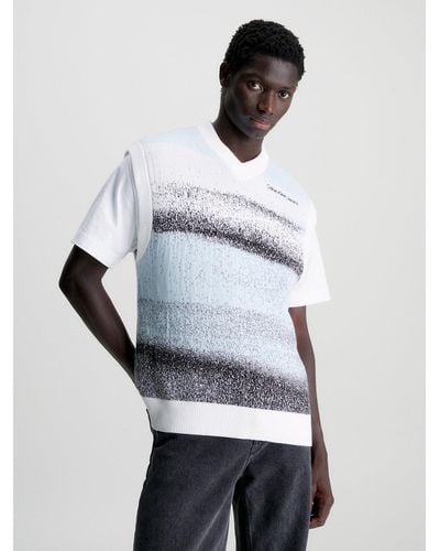 Calvin Klein Cotton Jacquard Knit Vest - White