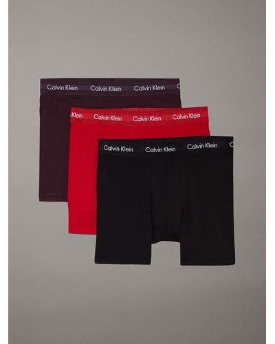 Calvin Klein 3 Pack Boxer Briefs - Cotton Stretch - Red