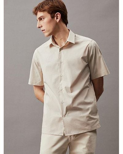 Calvin Klein Kurzärmliges Popeline-Hemd - Weiß