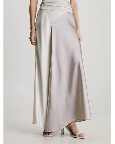 Calvin Klein Fitted Colourblock Maxi Skirt - White