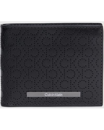 Calvin Klein Leather Rfid Slimfold Logo Wallet - Black