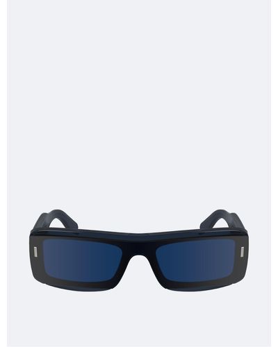 Calvin Klein Acetate Modified Rectangle Sunglasses - Blue