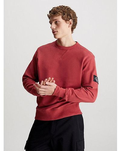 Calvin Klein Sudadera de felpa con monograma insignia - Rojo
