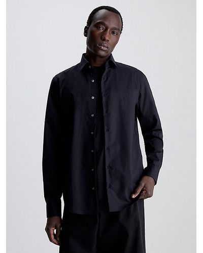 Calvin Klein Slim Fit Business-Hemd aus Popeline - 'Better Cotton Initiative' - Schwarz