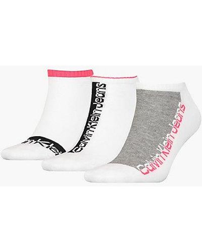 Calvin Klein Pack de 3 pares de calcetines tobilleros con logo - Blanco