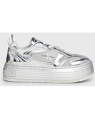 Calvin Klein Metallic-Plateau-Sneakers - Weiß