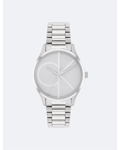 Calvin Klein Texture Logo Bracelet Watch - White