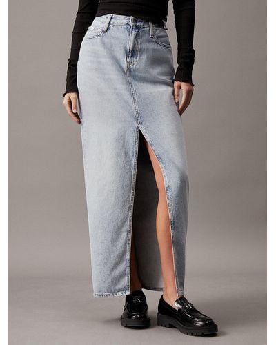 Calvin Klein Jupe longue en jean - Bleu