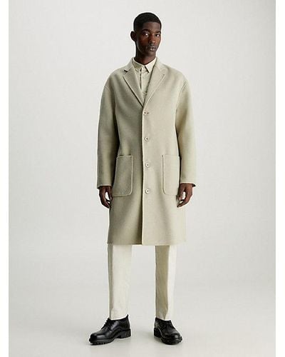 Calvin Klein Abrigo de lana de doble cara suave - Neutro