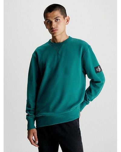 Calvin Klein Badstof Monogram Sweatshirt Met Embleem - Blauw