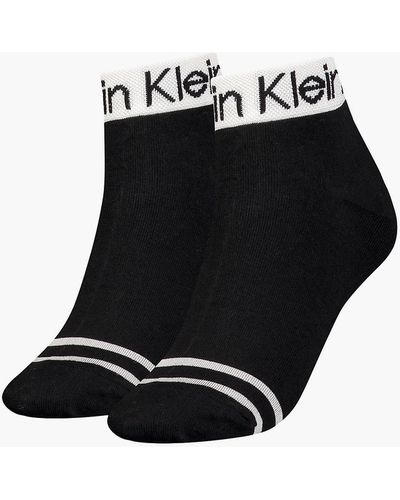Calvin Klein Lot de 2 paires de chaussettes de cheville à rayures - Noir