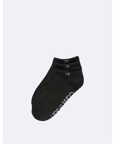 Calvin Klein Flat Knit 3-pack No Show Socks - Black