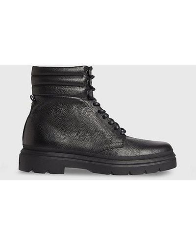 Calvin Klein Leather Boots - - Black - Men - EU 44 - Schwarz