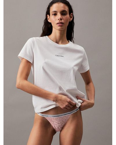 Calvin Klein Culottes taille basse en dentelle - Blanc