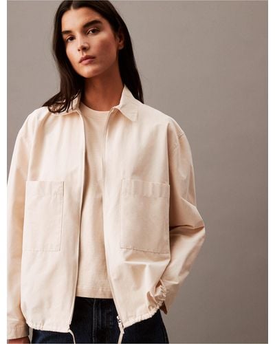 Calvin Klein Tech Cotton Blend Full Zip Jacket - Natural