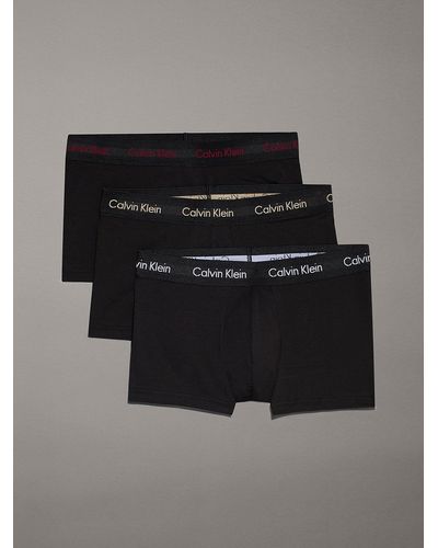 Calvin Klein 3 Pack Low Rise Trunks - Cotton Stretch - Black
