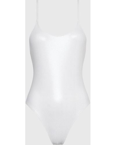 Calvin Klein Low Back Swimsuit - Ck Festive - White
