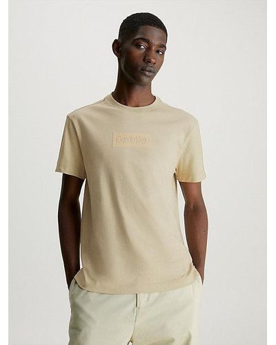 Calvin Klein Katoenen T-shirt Met Logo - Naturel