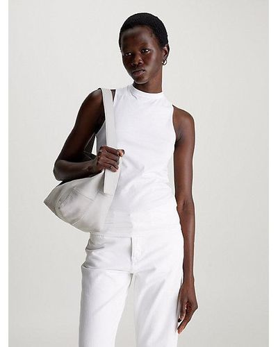 Calvin Klein Camiseta de tirantes con detalle en la espalda slim - Blanco