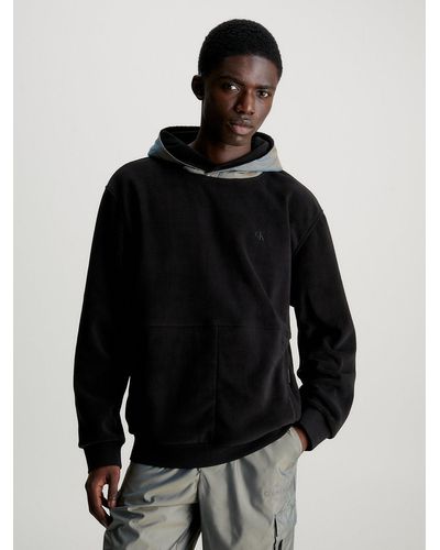 Calvin Klein Sweat-shirt à capuche relaxed en polaire - Noir