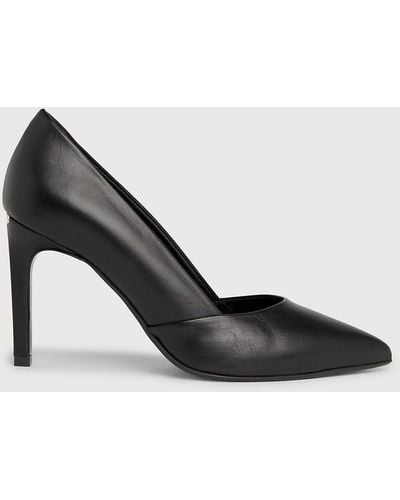 Calvin Klein Leather Stiletto Court Shoes - Black