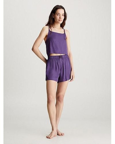 Calvin Klein Conjunto de shorts de pijama y camisola - Pure Sheen - Morado
