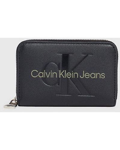 Calvin Klein RFID-Logo-Portemonnaie mit Rundum-Reißverschluss - Schwarz