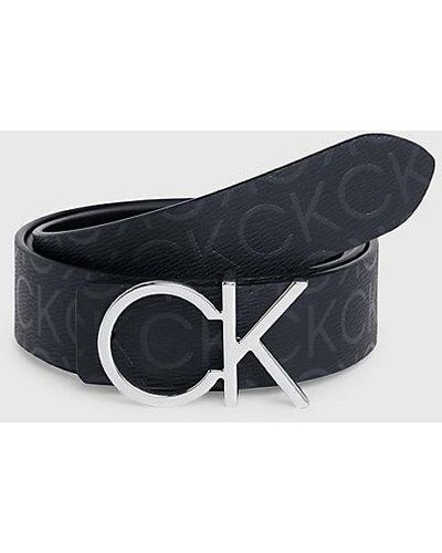 Calvin Klein Omkeerbare Leren Riem Met Logo - Blauw