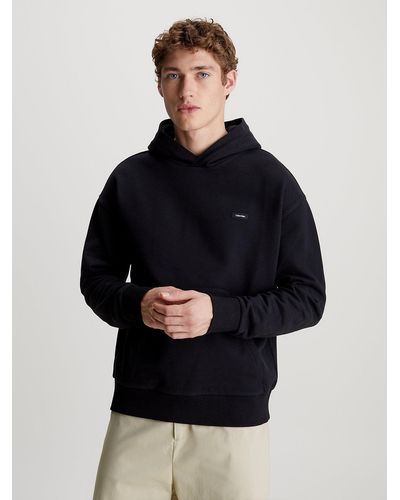 Calvin Klein Sweat-shirt à capuche en tissu éponge de coton - Noir