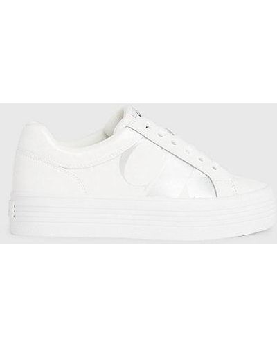 Calvin Klein Leren Plateausneakers - Wit