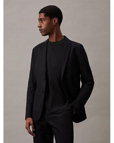 Calvin Klein Blazer slim de tejido técnico térmico - Negro