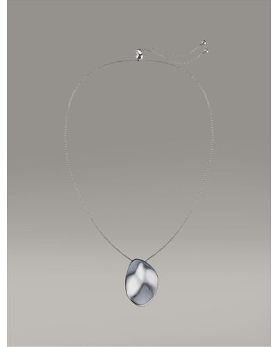Calvin Klein Round Asymmetric Pendant Chain Necklace - White