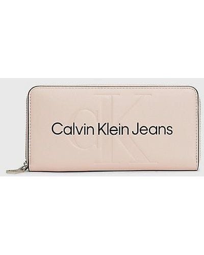 Calvin Klein Rfid-portemonnee Met Rits Rondom - Naturel