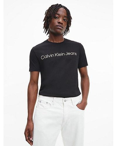 Calvin Klein Slim T-shirt Met Logo - Blauw