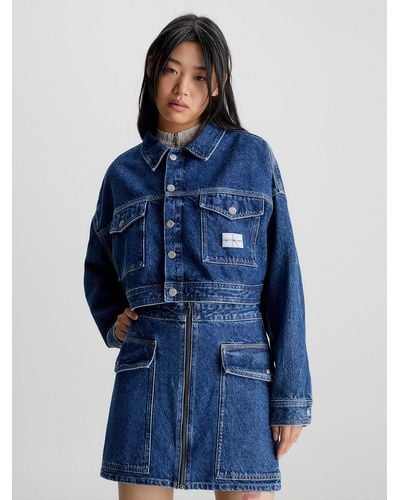 Calvin Klein Recycled Cropped Denim Jacket - Blue