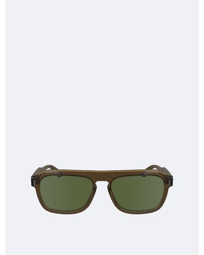 Calvin Klein Acetate Modified Rectangle Sunglasses - Green